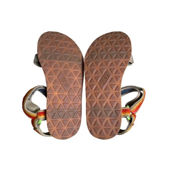 Teva Original Universal Sandals Womens 8 Orange Ombre Thread Leather Hook Loop - Picture 5 of 8